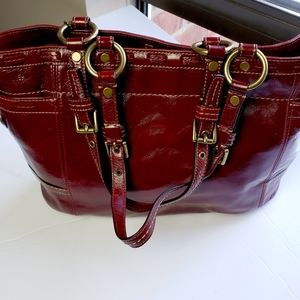 Coach red patent handbag